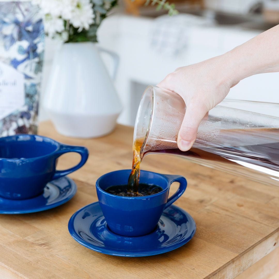 Lino 150ml Cappuccino Cup and Saucer - Dark Blue