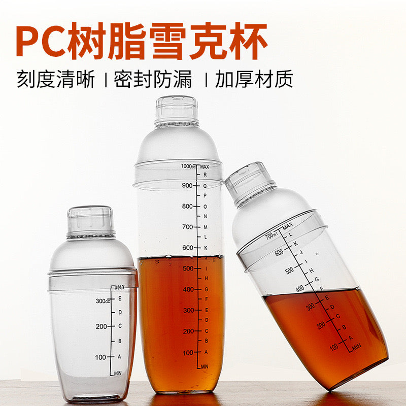 Transparent Plastic Cocktail Shaker – 500ml with Ounce Cup