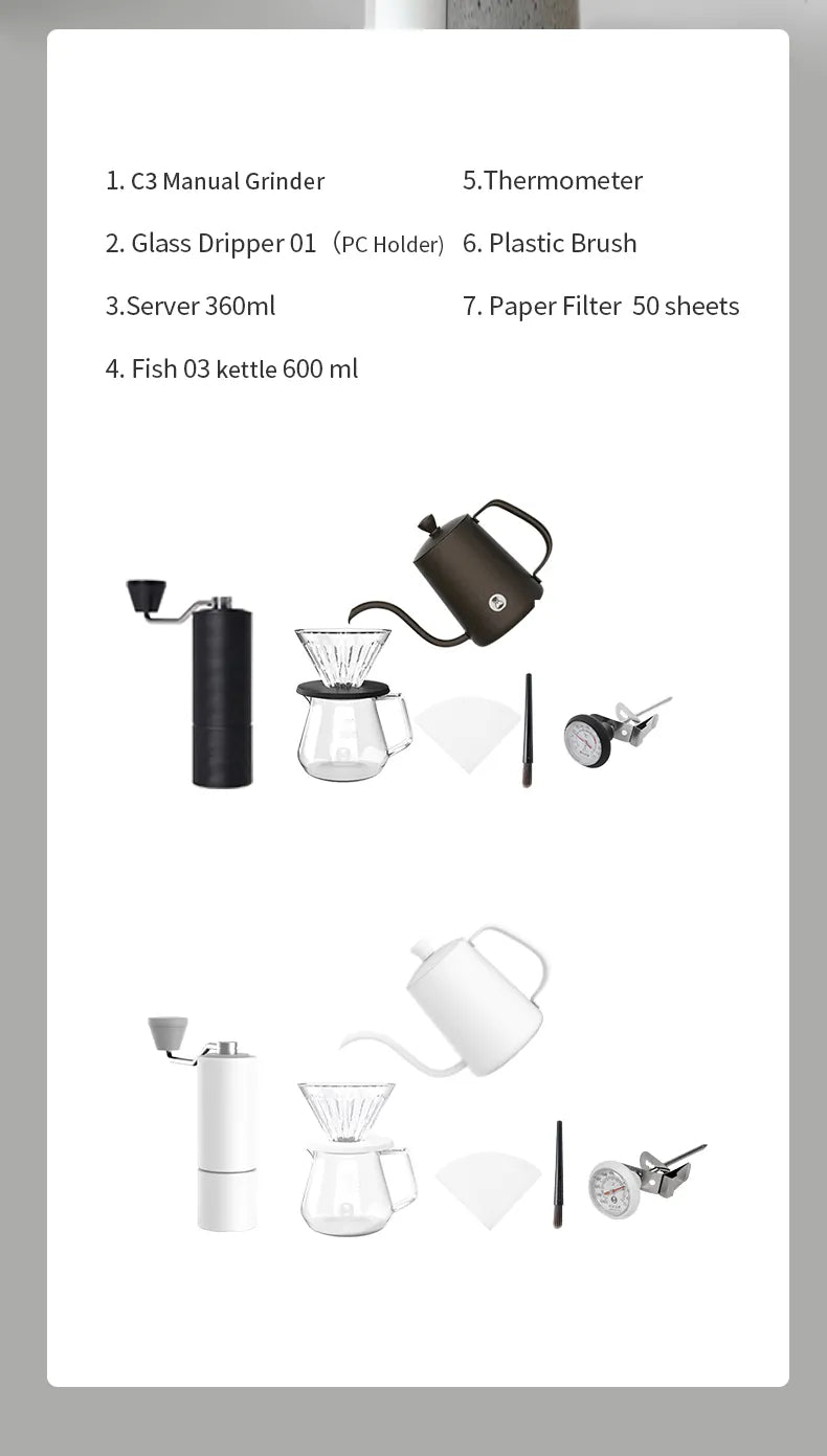 TIMEMORE C3s Pourover Set Gift Box Black (v60 kit)