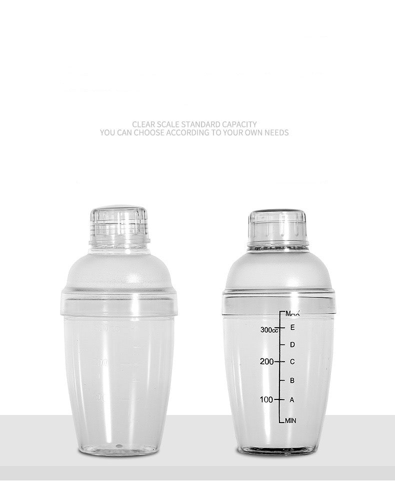 Transparent Plastic Cocktail Shaker – 500ml with Ounce Cup