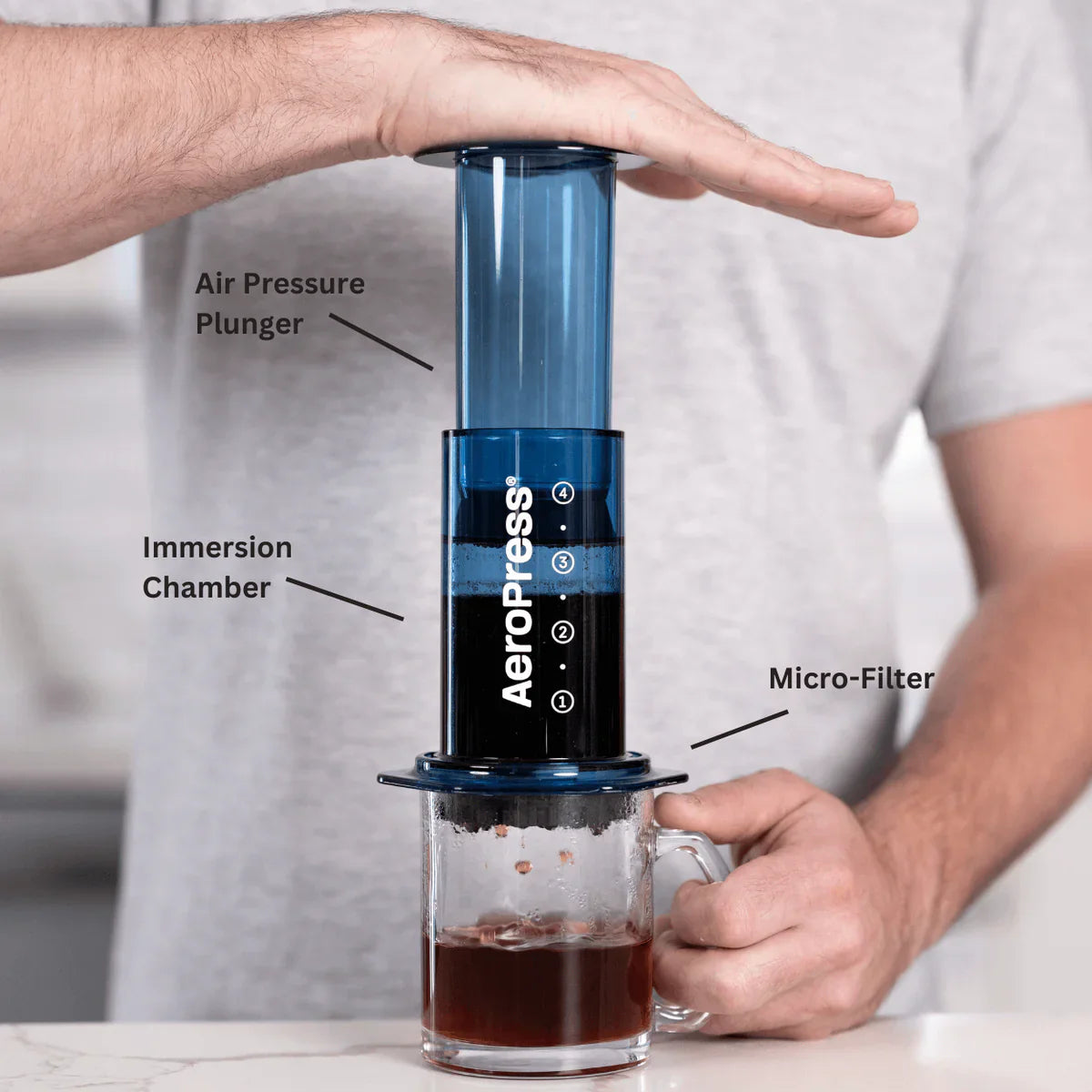 AeroPress Coffee Maker (Clear Blue)