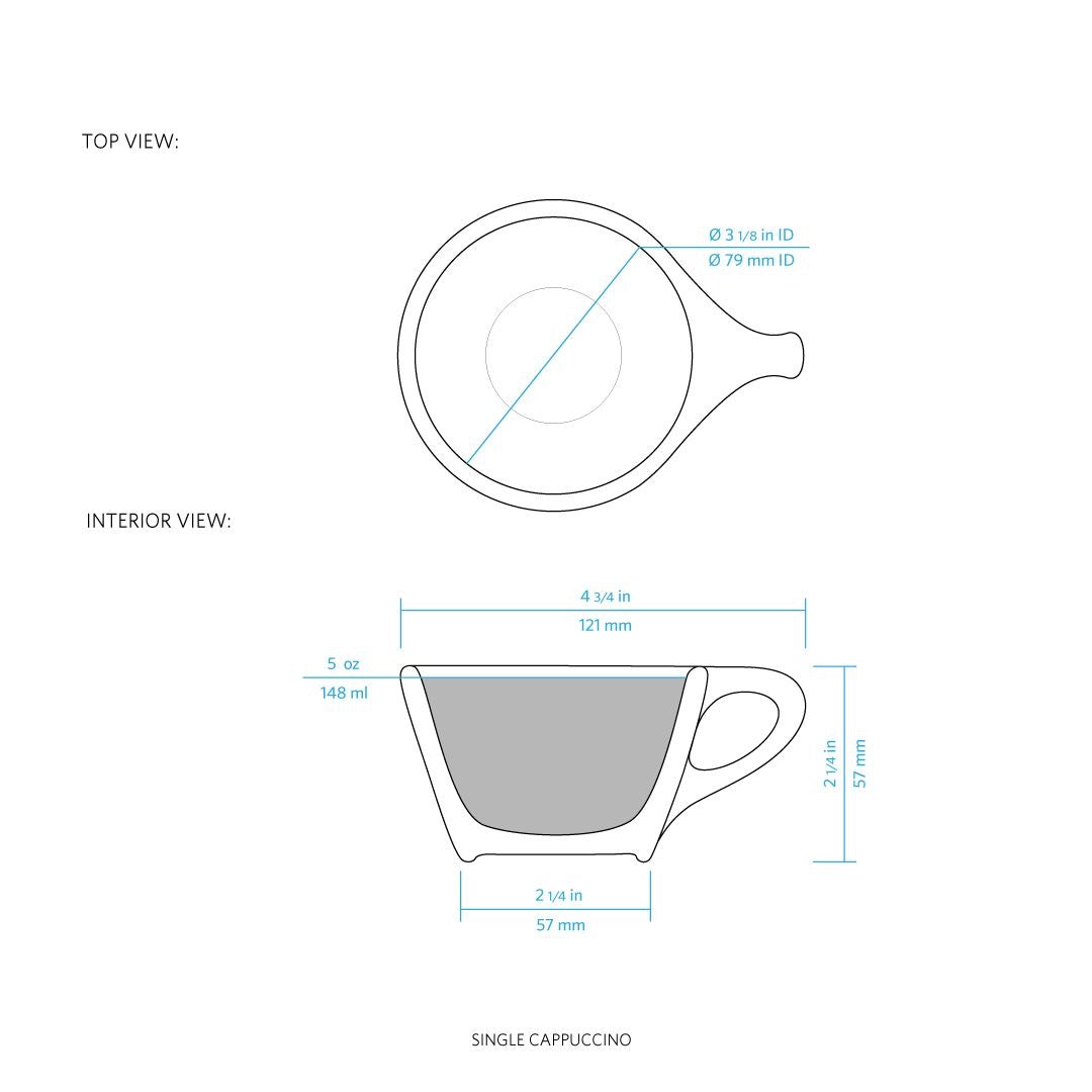 Lino 150ml Cappuccino Cup and Saucer - Dark Blue