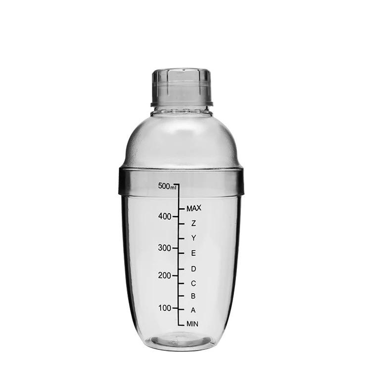 Transparent Plastic Cocktail Shaker – 500ml with Ounce Cup