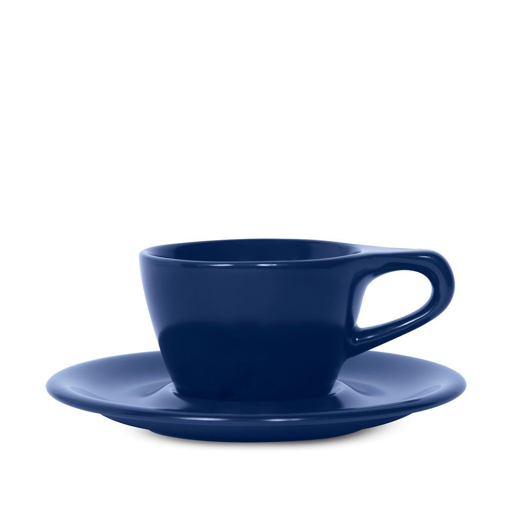 Lino 150ml Cappuccino Cup and Saucer - Dark Blue