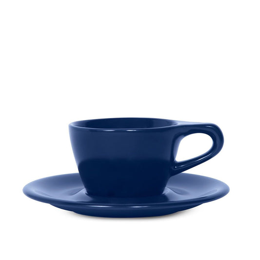 Lino 150ml Cappuccino Cup and Saucer - Dark Blue